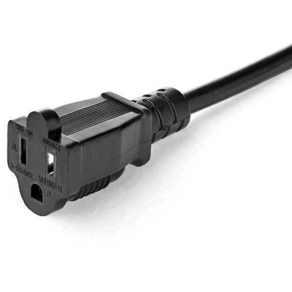 StarTech.com 1ft (0.3m) Short Extension Cord, NEMA 5-15P/R to NEMA 5-15R, 13A 125V, 16AWG, Black, Outlet Saver Power Extension Cable - Image 5