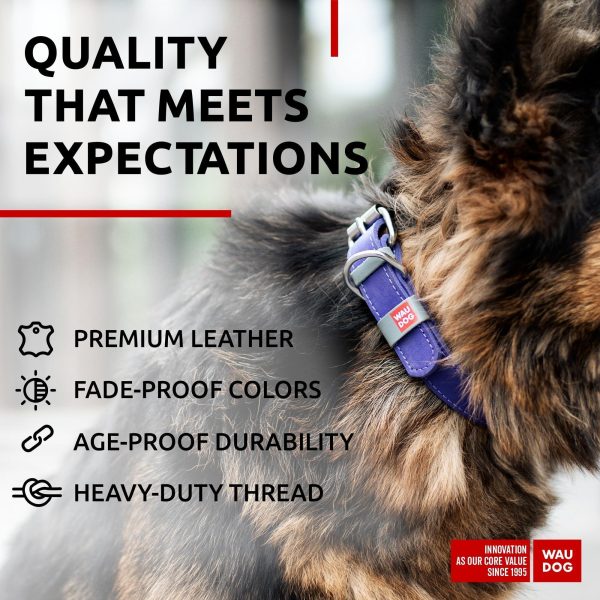 Long Lasting Leather Dog Collar for Large Dogs Medium & Small Dogs   Adjustable Classic Puppy Collars for Large Breed Dogs   Boy & Girl Dog Collars with Durable Buckle D Ring & QR Dog Tag - Image 4
