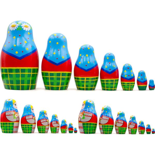 AEVVV Russian Nesting Dolls Set of 7 pcs   Matryoshka Doll in Belarussian Traditional Dress   Russian Doll with Cornflowers Spikelets and Chamomile Flowers - Image 2