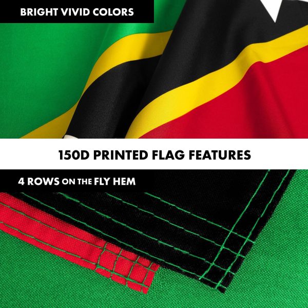 G128 Combo Pack: 6 Ft Tangle Free Aluminum Spinning Flagpole (White) & Saint Kitts and Nevis Flag 3x5 Ft, LiteWeave Pro Series Printed 150D Polyester | Pole with Flag Included - Image 5