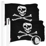 G128 2 Pack: Pirate Jolly Roger Bones Flag | 20x30 In | ToughWeave Series Embroidered 300D Polyester | Novelty Flag, Embroidered Design, Indoor/Outdoor, Brass Grommets