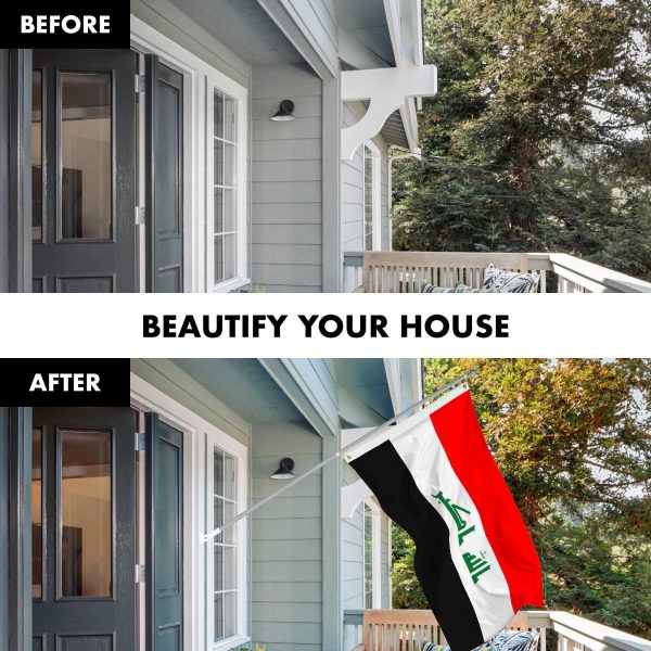 Flag Pole 6FT Silver Tangle Free & Iraq Iraqi Flag 3x5 Ft Combo Printed 150D Polyester By G128 - Image 3