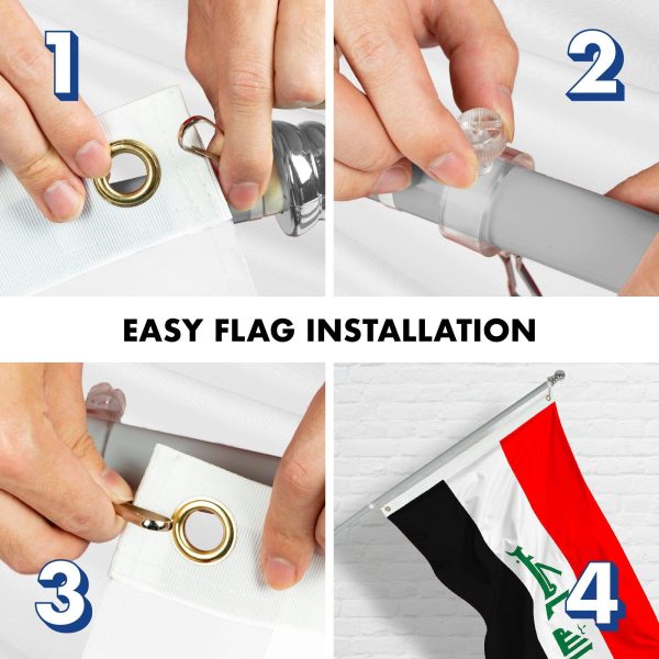 Flag Pole 6FT Silver Tangle Free & Iraq Iraqi Flag 3x5 Ft Combo Printed 150D Polyester By G128 - Image 7