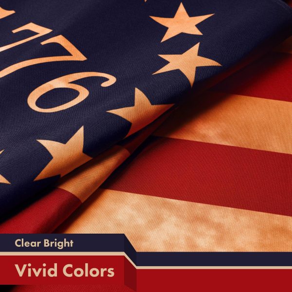 G128 Betsy Ross 1776 Tea-Stained Flag | 3x5 Ft | LiteWeave Pro Series Printed 300D Polyester | Historical Flag, Indoor/Outdoor, Vibrant Colors, Brass Grommets, Thicker and More Durable Than 100D 75D - Image 3
