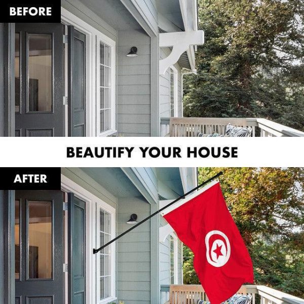 G128 Combo Pack: 6 Feet Tangle Free Spinning Flagpole (Black) Tunisia Tunisian Flag 3x5 ft Printed 150D Brass Grommets (Flag Included) Aluminum Flag Pole - Image 3