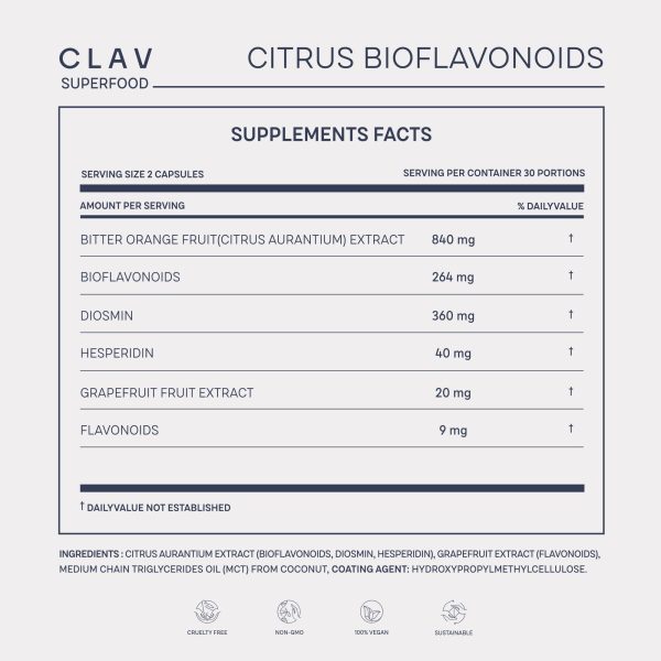 Citrus Bioflavonoids   Vegan Flavonoids Supplements Made from Bitter Orange and Grapefruit Extract   Antioxidant & Immune Support   60 Capsules   Made in Germany - Image 8