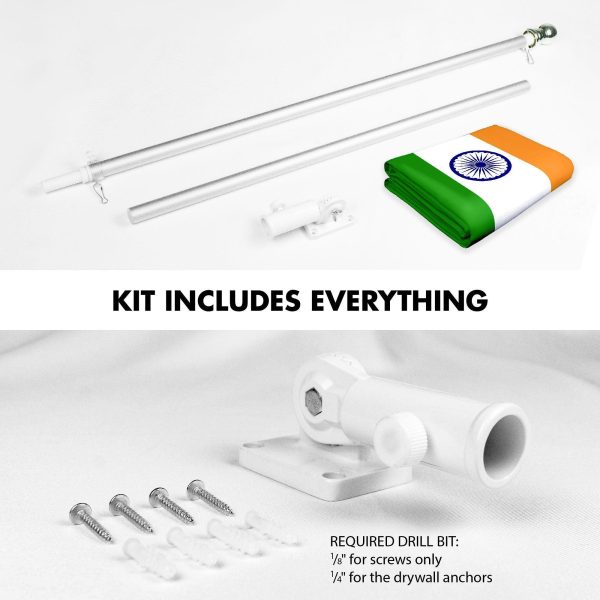Flag Pole 6FT Silver Tangle Free & India Indian Flag 3x5 Ft Combo Printed 150D Polyester By G128 - Image 2