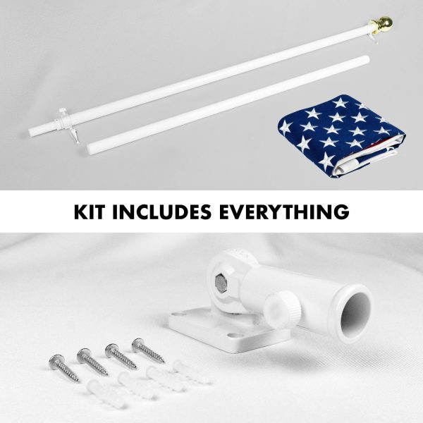 G128 - 6 Feet Tangle Free Spinning Flagpole (White) American USA Flag Brass Grommets Spun Polyester 3x5 ft (Flag Included) Aluminum Flag Pole - Image 2