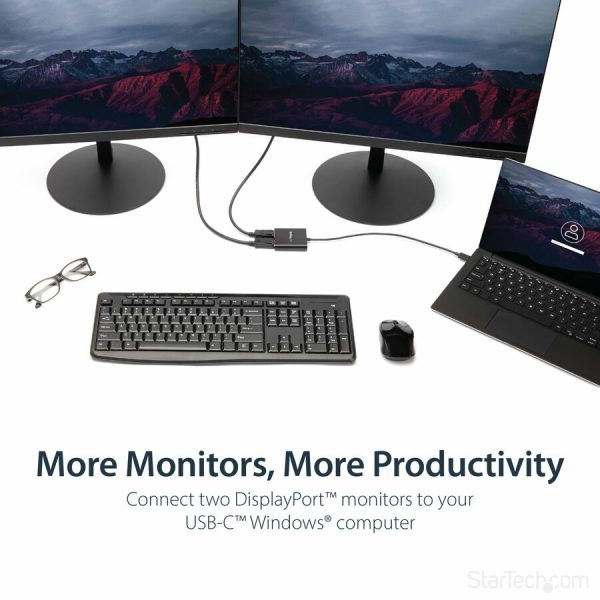 StarTech.com USB-C to Dual DisplayPort 1.2 Adapter, USB Type-C Multi-Monitor MST Hub, Dual 4K 30Hz DP Display Extender/Splitter, Windows - Image 2
