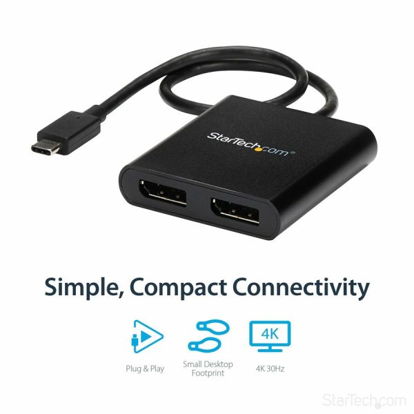 StarTech.com USB-C to Dual DisplayPort 1.2 Adapter, USB Type-C Multi-Monitor MST Hub, Dual 4K 30Hz DP Display Extender/Splitter, Windows - Image 3