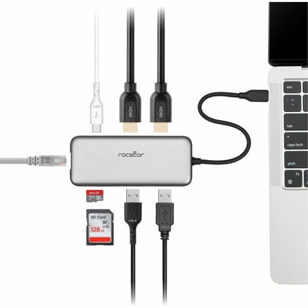 Rocstor Premium USB-C 8-in-1 Dual HDMI Display Portable Dock Multiport Adapter - Image 2