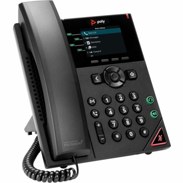 Poly VVX 250 IP Phone - Corded - Corded - Desktop, Wall Mountable - Black - Image 3