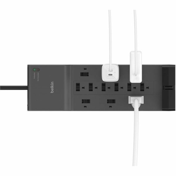 Belkin 12-Outlet Surge Protector - 8ft Cord - Right Angle Plug - 3940J - Grey - Image 6