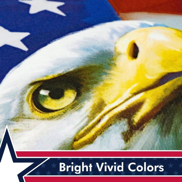 G128 - American Flag with Eagle God Bless America Patriotic Garden Flag,  | 12x18 Inch | Printed 150D Polyester - Rustic Holiday Seasonal Outdoor Flag - Image 3