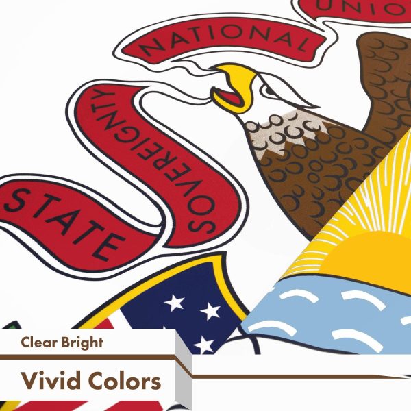 G128 Illinois IL State Flag | 3x5 Ft | LiteWeave Pro Series Printed 150D Polyester | Indoor/Outdoor, Vibrant Colors, Brass Grommets, Thicker and More Durable Than 100D 75D Polyester - Image 3