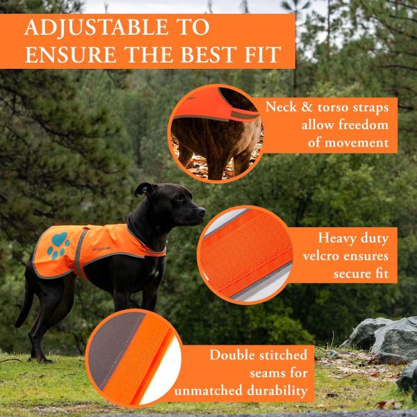 Reflective Dog Vest. Hi Visibility Fluorescent Blaze Orange Dog Vest Helps Protect Your Best Friend. Safeguard Your PUP from Motorists & Hunting Accidents On or Off Leash. (Large) - Image 3