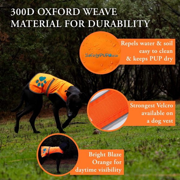 Reflective Dog Vest. Hi Visibility Fluorescent Blaze Orange Dog Vest Helps Protect Your Best Friend. Safeguard Your PUP from Motorists & Hunting Accidents On or Off Leash. (Large) - Image 4