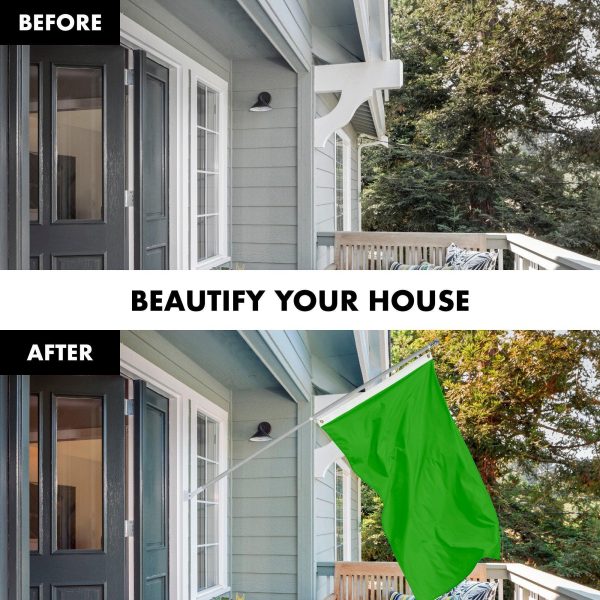 G128 Combo Pack: 5 Ft Tangle Free Aluminum Spinning Flagpole (Silver) & Solid Lime Green Color Flag 2x3 Ft, LiteWeave Pro Series Printed 150D Polyester | Pole with Flag Included - Image 3