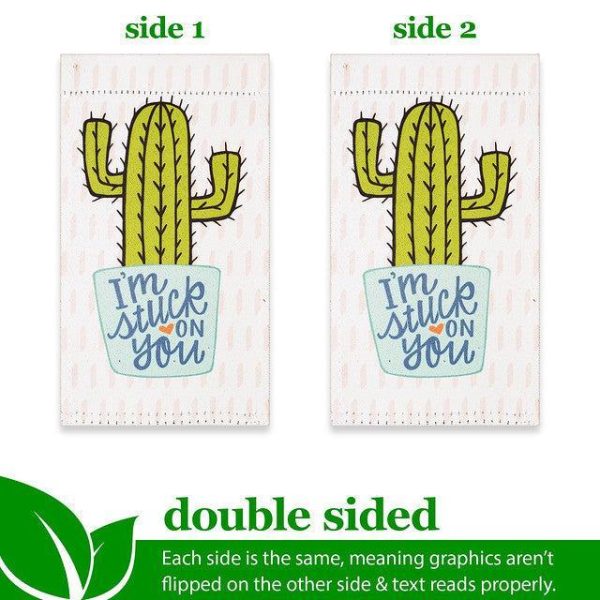 G128 Garden Flag & Stand I'm Stuck on You Cactus | 4x8 Inch | Printed Blockout Polyester - Image 3