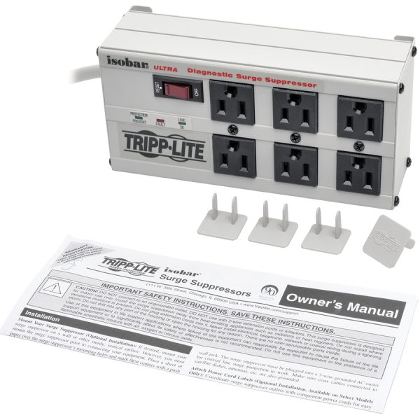 Eaton Tripp Lite Series Isobar 6-Outlet Surge Protector, 6 ft. Cord with Right-Angle Plug, 3330 Joules, Diagnostic LEDs, Metal Housing - Image 4