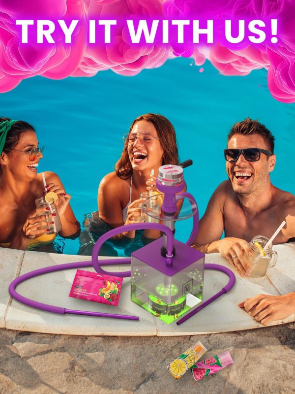 Purple Hookah 2 Hose Hookah Set   YADO Square Hookah To Go with Hookah Charcoal Holder Heat Management Device and Big Black Silicone Hookah Bowl and Bag for Shisha Portable Hookah Set with Everything - Image 3