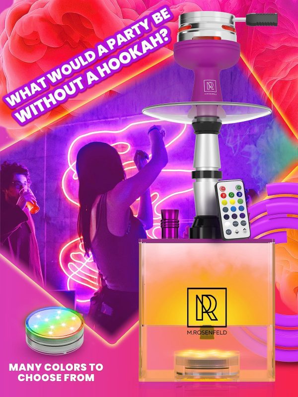 Purple Hookah 2 Hose Hookah Set   YADO Square Hookah To Go with Hookah Charcoal Holder Heat Management Device and Big Black Silicone Hookah Bowl and Bag for Shisha Portable Hookah Set with Everything - Image 5
