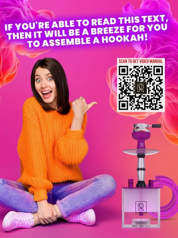 Purple Hookah 2 Hose Hookah Set   YADO Square Hookah To Go with Hookah Charcoal Holder Heat Management Device and Big Black Silicone Hookah Bowl and Bag for Shisha Portable Hookah Set with Everything - Image 7