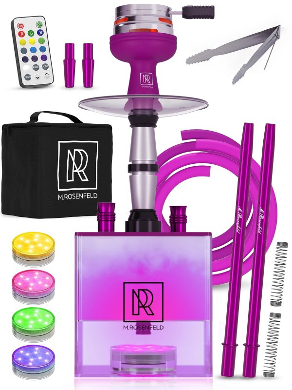 Purple Hookah 2 Hose Hookah Set   YADO Square Hookah To Go with Hookah Charcoal Holder Heat Management Device and Big Black Silicone Hookah Bowl and Bag for Shisha Portable Hookah Set with Everything - Image 9