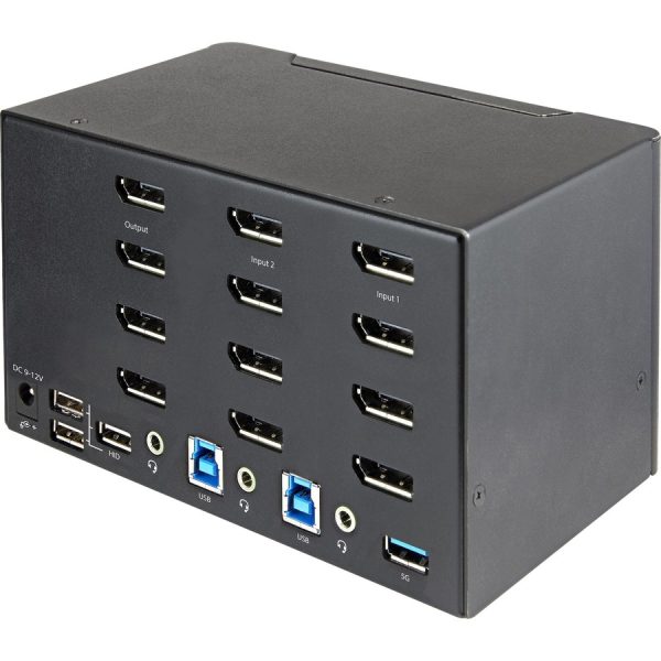 StarTech.com 2 Port Quad Monitor DisplayPort KVM Switch 4K 60Hz UHD HDR, DP 1.2 KVM Switch, 2 Port USB 3.0 Hub, 4x USB HID, Audio, Hotkey - Image 2