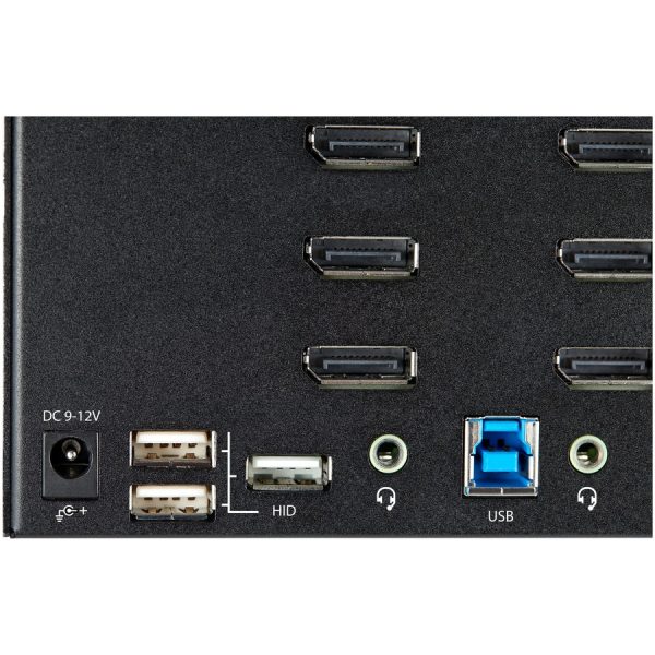 StarTech.com 2 Port Quad Monitor DisplayPort KVM Switch 4K 60Hz UHD HDR, DP 1.2 KVM Switch, 2 Port USB 3.0 Hub, 4x USB HID, Audio, Hotkey - Image 4