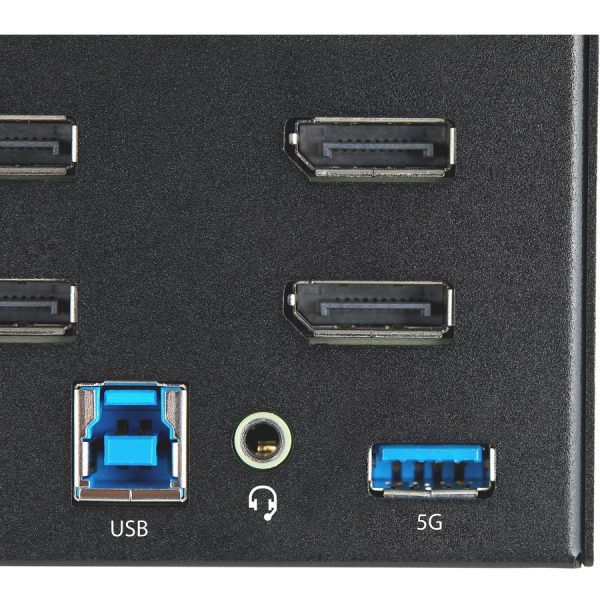StarTech.com 2 Port Quad Monitor DisplayPort KVM Switch 4K 60Hz UHD HDR, DP 1.2 KVM Switch, 2 Port USB 3.0 Hub, 4x USB HID, Audio, Hotkey - Image 6