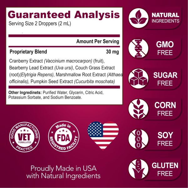 Vet Formulated UTI Drops for Cats & Dogs   Natural Cranberry Bladder & Kidney Support Supplement Multivitamin   Made in USA - Image 5