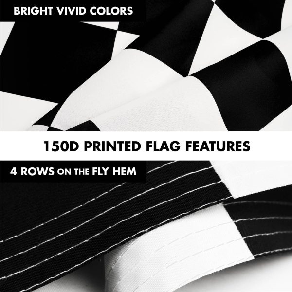 G128 Combo Pack: 6 Ft Tangle Free Spinning Flagpole (White) & Checkered Flag 3x5 Ft Printed 150D Polyester, Brass Grommets (Flag Included) Aluminum Flag Pole - Image 5