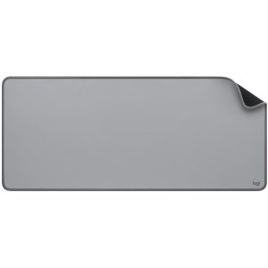 Logitech Desk Mat - Studio Series, Multifunctional Large Desk Pad, Anti-slip Base, Spill-resistant Durable Design, Mid-Gray
