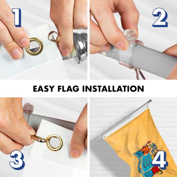 G128 - 6 Feet Tangle Free Spinning Flagpole (Silver) New Jersey Double Sided Brass Grommets Embroidered 3x5 ft (Flag Included) Aluminum Flag Pole - Image 7