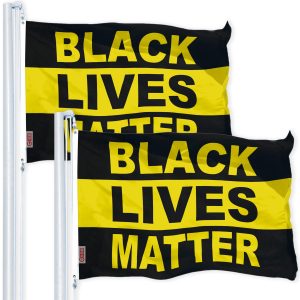 Black Lives Matter (Black/Yellow) Flag 3x5 Ft 2-Pack Printed 150D Polyester By G128