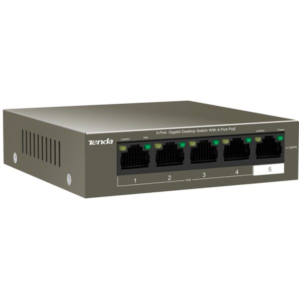 Tenda 5-Port Gigabit Desktop Switch with 4-Port PoE - Image 2