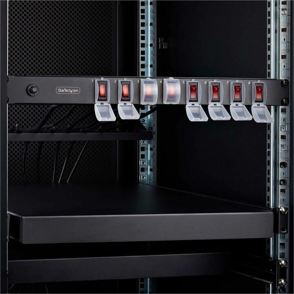 StarTech.com 8-Outlet Horizontal Rack Mount PDU, 1U Power Strip, Outlet On/Off Switches, 15A Circuit Breaker, 8ft/2.4m Cord, NEMA 5-15P/R - Image 2