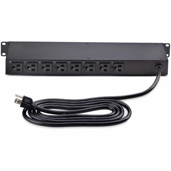 StarTech.com 8-Outlet Horizontal Rack Mount PDU, 1U Power Strip, Outlet On/Off Switches, 15A Circuit Breaker, 8ft/2.4m Cord, NEMA 5-15P/R - Image 5