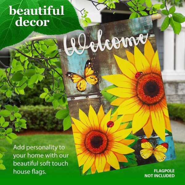 G128 House Flag Welcome Sunflowers and Butterflies | 28x40 Inch | Printed Blockout Polyester - Summer Decoration - Image 9