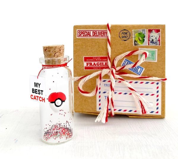 Cute Anniversary Present For Girlfriend or Boyfriend Unique Game Inspired Romantic Bottle Anniversary Love Wish Jar (Craft Box My Best Catch)