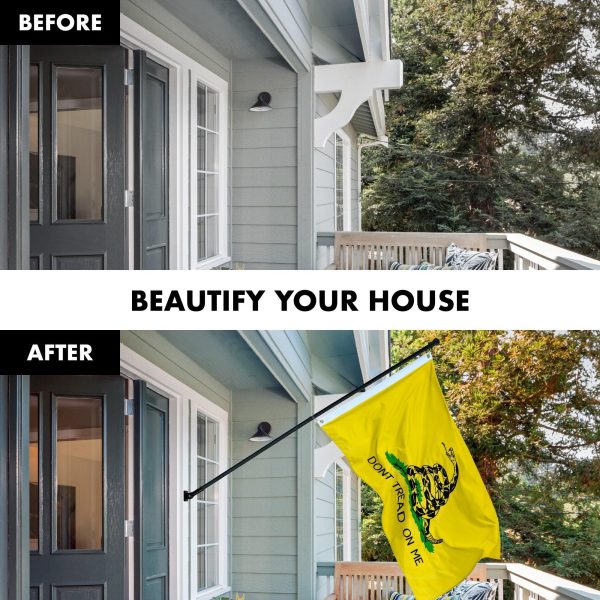 G128 Flag Pole 5 FT Black Tangle Free & Gadsden Flag 2.5x4 FT Combo Embroidered Spun Polyester - Image 3