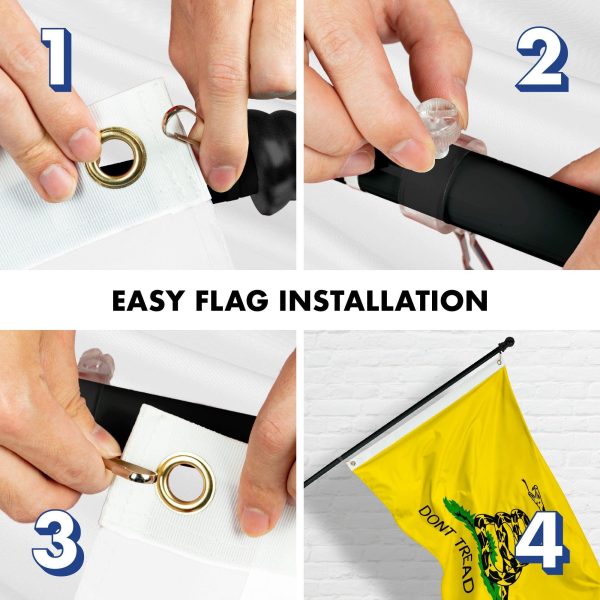 G128 Flag Pole 5 FT Black Tangle Free & Gadsden Flag 2.5x4 FT Combo Embroidered Spun Polyester - Image 7