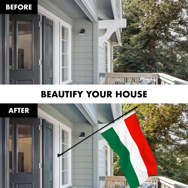 G128 Combo Pack: 6 Ft Tangle Free Spinning Flagpole (Black) & Hungary Flag 3x5 Ft Printed 150D Polyester, Brass Grommets (Flag Included) Aluminum Flag Pole - Image 3