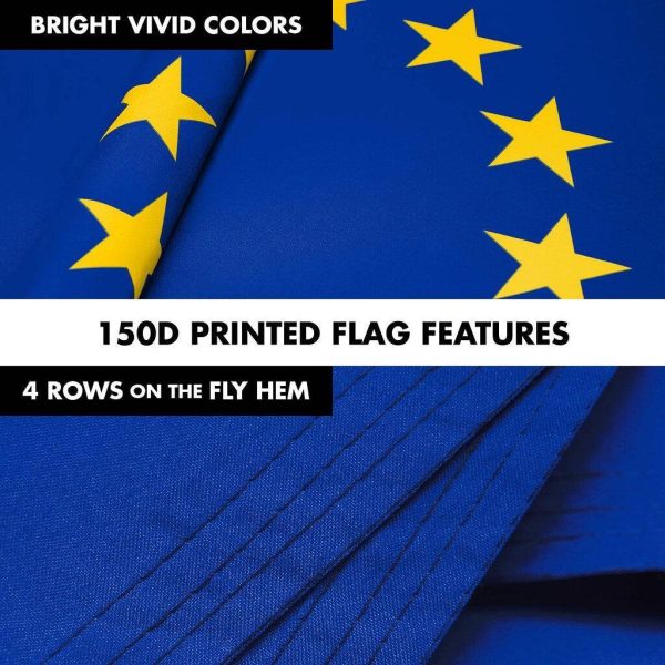 G128 Combo Pack: 6 Ft Tangle Free Spinning Flagpole (Black) & European Union Flag 3x5 Ft Printed 150D Polyester, Brass Grommets (Flag Included) Aluminum Flag Pole - Image 5