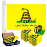 G128 10 Pack: Gadsden Don't Tread On Me Flag | 20x30 In | Double ToughWeave Series Double Sided Embroidered 210D Polyester | Historical Flag, Embroidered Design, Brass Grommets, Heavy Duty, 3-ply
