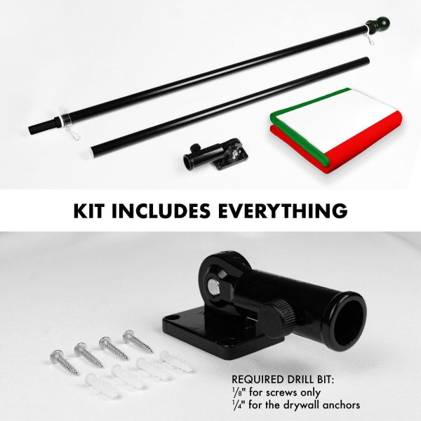 G128 Combo Pack: 6 Ft Tangle Free Aluminum Spinning Flagpole (Black) & Italy Italian Flag 3x5 Ft, LiteWeave Pro Series Printed 150D Polyester, 4 Corner Brass Grommets | Pole with Flag Included - Image 2