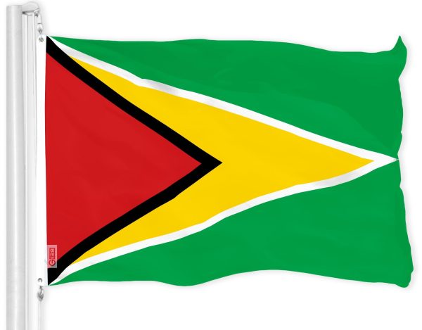 G128 Combo Pack: American USA Flag 3x5 Ft & Guyana Guyanese Flag 3x5 Ft | Both LiteWeave Pro Series Printed 150D Polyester, Brass Grommets - Image 2