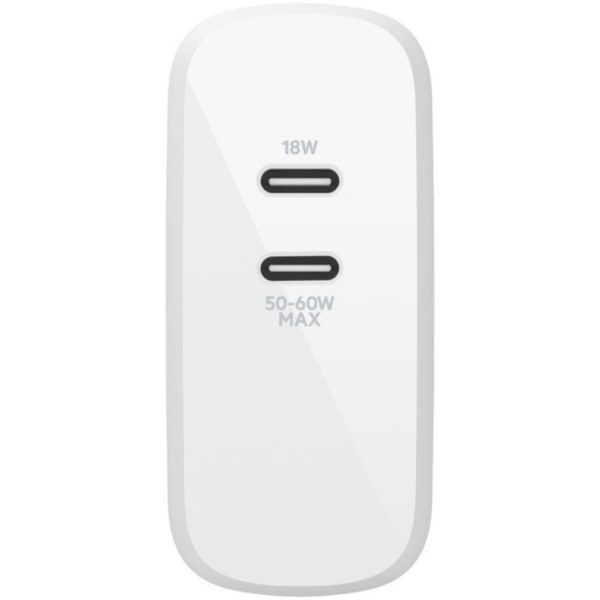Belkin BoostCharge Dual USB-C GaN Wall Charger 68W and USB-C Cable Laptop Chromebook Charging - Power Adapter - Image 5
