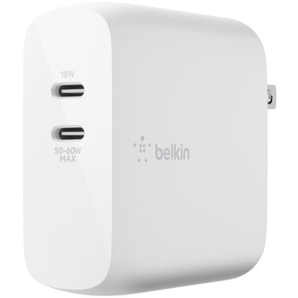Belkin BoostCharge Dual USB-C GaN Wall Charger 68W and USB-C Cable Laptop Chromebook Charging - Power Adapter - Image 6